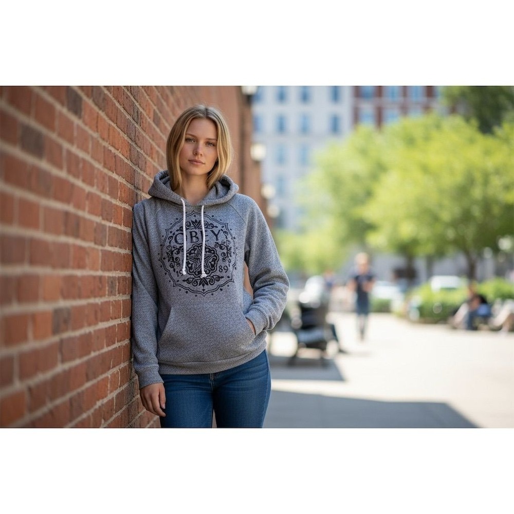 OBEY Women's 2XS Gray Graphic Print Hoodie L/S lightweight 1989 mandala soft xxs